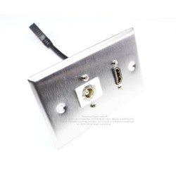 Placa Tapa HDMI 4k pigtail + BNC en Acero Inoxidable