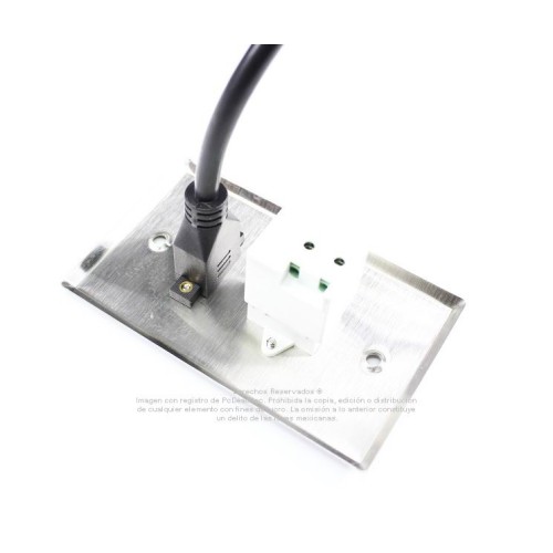 Placa Tapa HDMI 4k pigtail + USB de carga 5V 1A en Acero Inoxidable