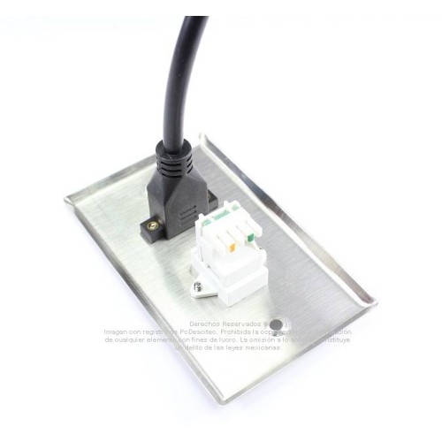 Placa Tapa HDMI 4k pigtail + Terminal bocinas con opresores en Acero Inoxidable