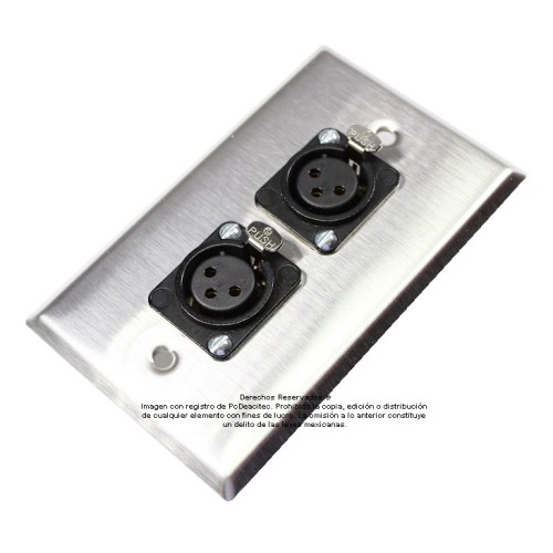 Placa Tapa XLR Canon Neutrik doble soldable en Acero Inoxidable