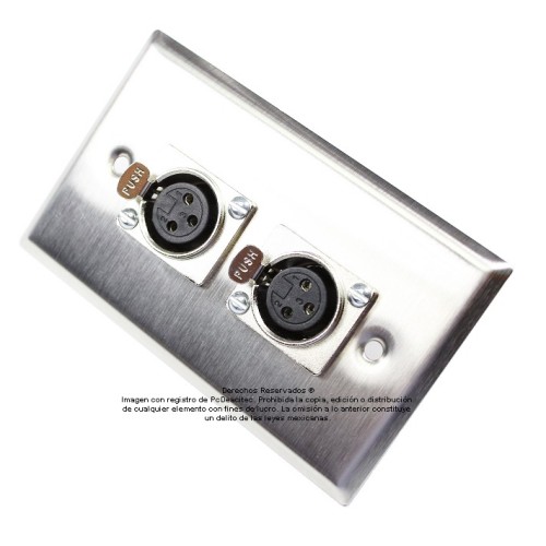 Placa Tapa XLR Canon doble soldable en Acero Inoxidable