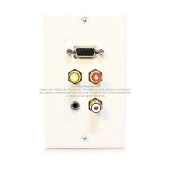 Placa Tapa Decora VGA + Audio Jack 3.5 mm con opresores + RCA AV en ABS