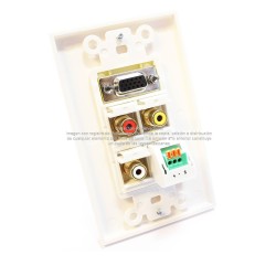 Placa Tapa Decora VGA + Audio Jack 3.5 mm con opresores + RCA AV en ABS