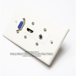 Placa Tapa VGA + HDMI 4k + Jack de audio 3.5 mm con opresores en ABS