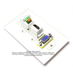 Placa Tapa VGA + HDMI 4k + Jack de audio 3.5 mm con opresores en ABS