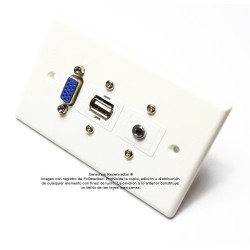 Placa Tapa VGA + USB 2.0 + Audio Jack 3.5 mm con opresores en ABS