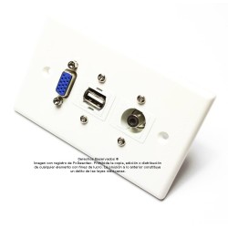 Placa Tapa VGA + USB 2.0 + Audio Jack 3.5 mm en ABS