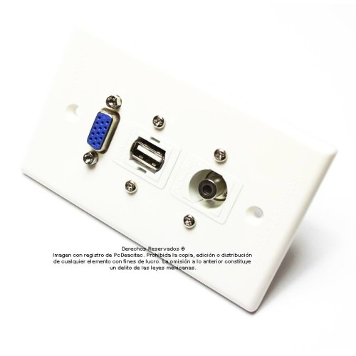 Placa Tapa VGA + USB 2.0 + Audio Jack 3.5 mm en ABS
