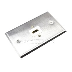 Placa Tapa HDMI 4K en L 90° en Acero Inoxidable