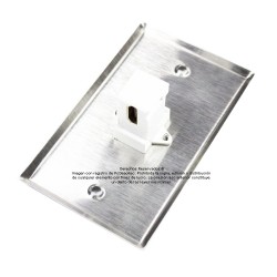 Placa Tapa HDMI 4K en L 90° en Acero Inoxidable