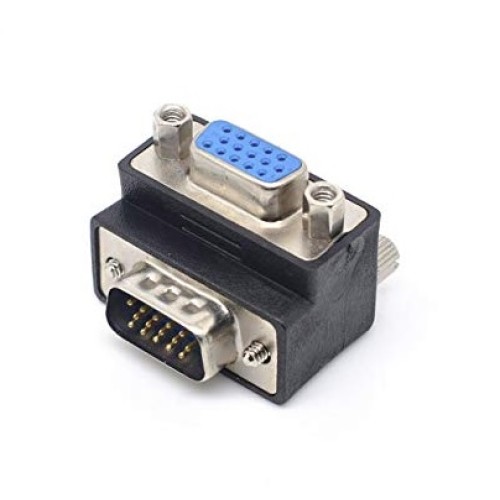 Adaptador VGA  en L 90°, macho a hembra IZQUIERDO 
