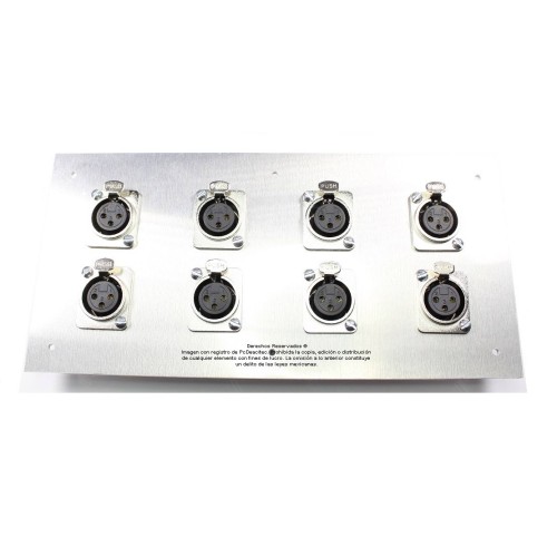 Placa Tapa Tablero 8 puertos XLR Canon soldables en Al