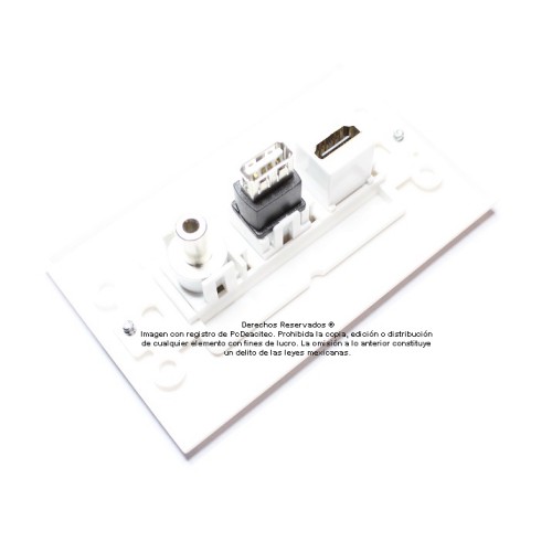 Placa Tapa Decora HDMI 4k + USB 2.0 + Jack 3.5 mm en ABS