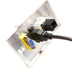 Placa Tapa VGA + HDMI 4k pigtail + Jack RJ45 Cat6 cople en Aluminio
