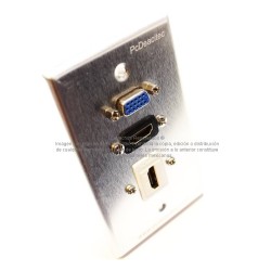 Placa Tapa VGA + HDMI 4k pigtail + HDMI 4k en Aluminio