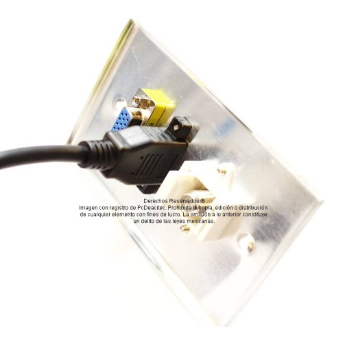 Placa Tapa VGA + HDMI 4k pigtail + Coaxial tipo F en Aluminio