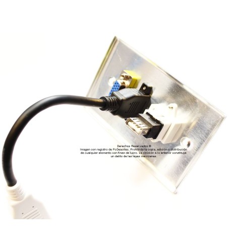 Placa Tapa VGA + HDMI 4k pigtail + USB 2.0 tipo B en Aluminio Placa Tapa VGA + HDMI 4k pigtail + USB 2.0 tipo B en Aluminio