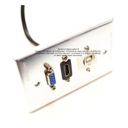 Placa Tapa VGA + HDMI 4k pigtail + USB 2.0 tipo B en Aluminio