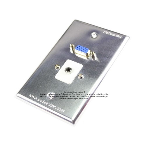 Placa Tapa VGA + Audio Jack 3.5 mm con opresores en Aluminio