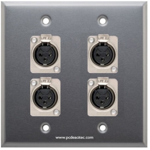 Placa Tapa XLR Canon cuadruple soldable en Aluminio