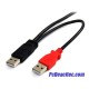Cable USB 2.0 mini B en Y x 2 USB 2.0 A para carga de 0.3 m 