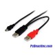 Cable de 1.8 m USB en Y para Discos Duros Externos 2 x USB A Macho a 1 x USB Mini B Macho