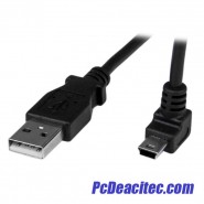 Cable 50cm USB A Macho a Mini USB B Macho Acodado en Ángulo hacia Arriba