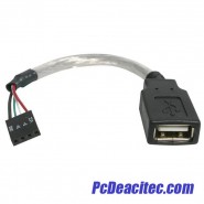 Cable de 15cm Adaptador Extensor USB 2.0 a IDC 4 pines - Conector a Placa Madre - Hembra a Hembra