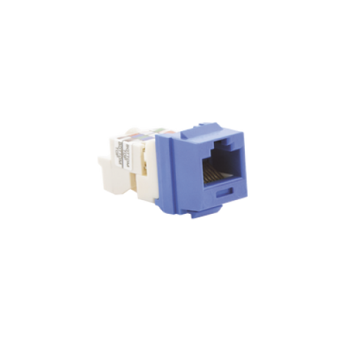 Conector Jack Estilo TP, Tipo Keystone, Categoría 6, de 8 posiciones y 8 cables, Color Azul