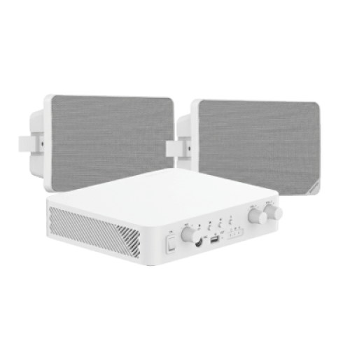 Kit de Audio | 70/100V | 2 Altavoces de pared | Bluetooth | Color Blanco | Hik-Connect 