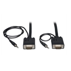 Cable VGA SVGA (HD15) macho a macho con audio 3.5 mm estéreo integrado de 3 m  
