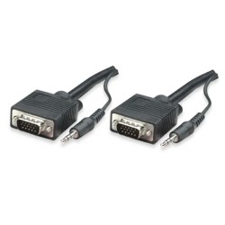Cable VGA SVGA (HD15) macho a macho con audio 3.5 mm estéreo integrado de 1.8 m  