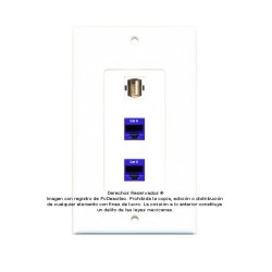 Placa Tapa Decora USB 2.0 Tipo A + 2 Jack Rj45 Cat6 en ABS