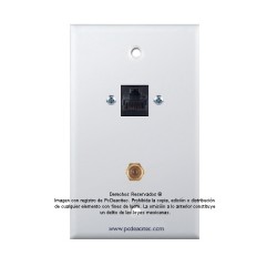 Placa Tapa Jack RJ45 Cat5 + Cople Antena Coaxial F en ABS