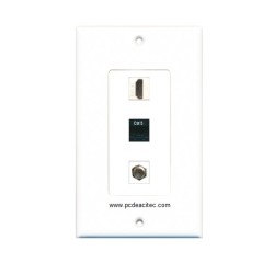 Placa Tapa Decora HDMI 4k + Jack RJ45 Cat5e + Antena Coaxial F en ABS