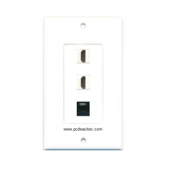 Placa Tapa Decora 2 HDMI 4k + Jack RJ45 Cat5e en ABS