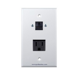 Placa Tapa RJ45 Cat6 + Contacto Eléctrico Aterrizado en ABS