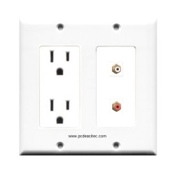 Placa Tapa 2 RCA + Contacto Eléctrico Dual en ABS