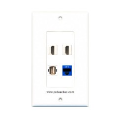 Placa Tapa Decora 2 HDMI 4k + USB 2.0 + Jack RJ45 Cat6 en ABS
