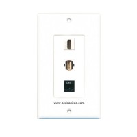 Placa Tapa Decora HDMI 4k + USB 2.0 + Jack RJ45 Cat5e en ABS
