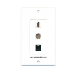 Placa Tapa Decora HDMI 4k + USB 2.0 + Jack RJ45 Cat5e en ABS