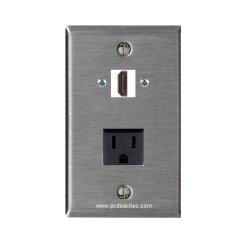 Placa Tapa HDMI 4k + Contacto Eléctrico en Acero Inoxidable