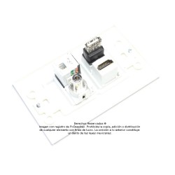 Placa Tapa Decora HDMI 4k + USB 2.0 + Jack 3.5 mm + RJ45 Cat5 en ABS