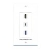 Placa Tapa Decora HDMI 4k pigtail + USB C + USB 3.0 en ABS