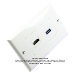 Placa Tapa Decora HDMI 4k+ USB 3.0 en ABS