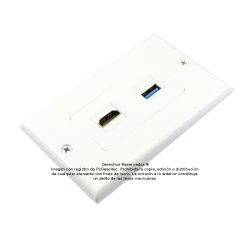 Placa Tapa Decora HDMI 4k en L 90° + USB 3.0 en ABS