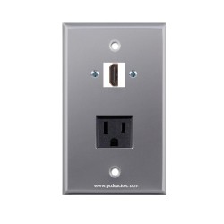 Placa Tapa HDMI 4k + contacto eléctrico en Aluminio