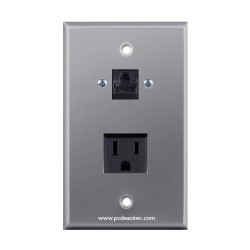 Placa Tapa RJ45 Cat5 cople + contacto eléctrico en Aluminio