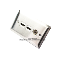 Placa Tapa doble HDMI 4k + audio Jack 3.5 mm en Acero Inoxidable