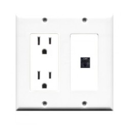 Placa Tapa Contacto Eléctrico Dual + Cat6 Ponchable ABS